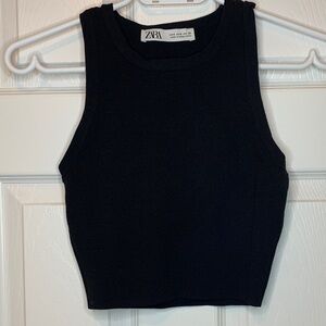 Zara Classic Black Cropped Tank Top size small